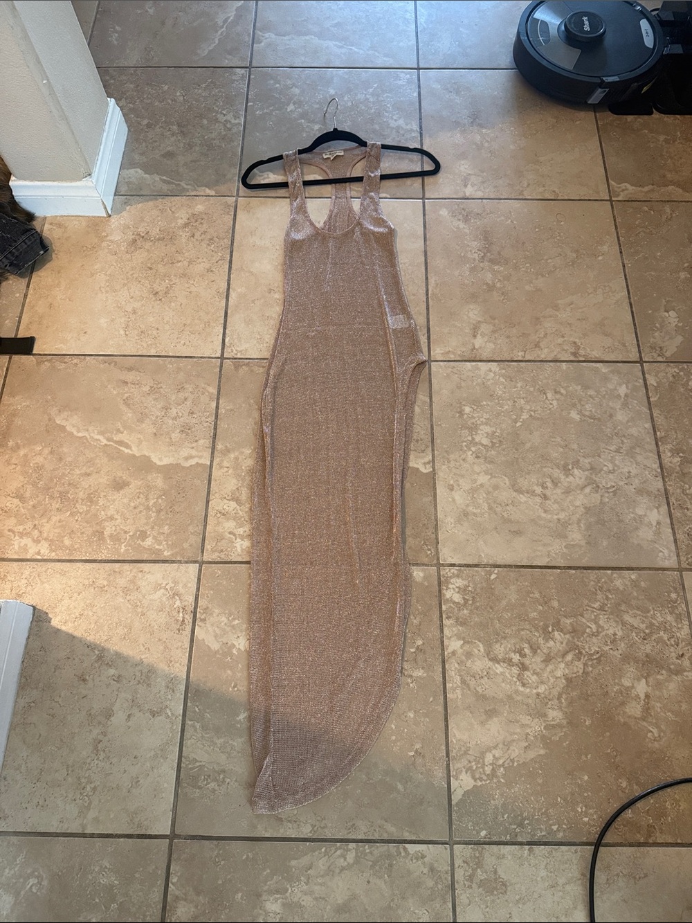 For love & Lemons - Shimmering Rose Gold Maxi Dress - Sleeveless Bodycon